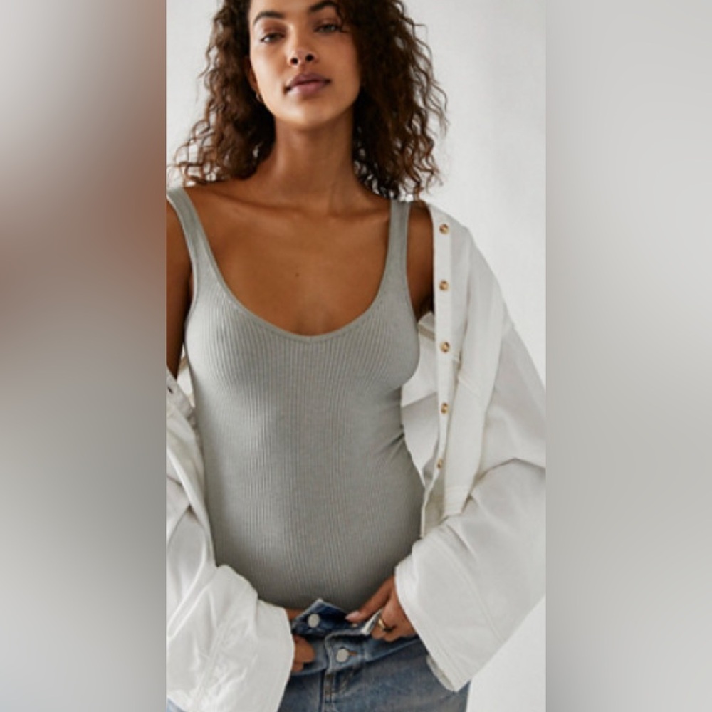 Free People Intimately XYZ Recycled Bodysuit heathered grey size XS/S